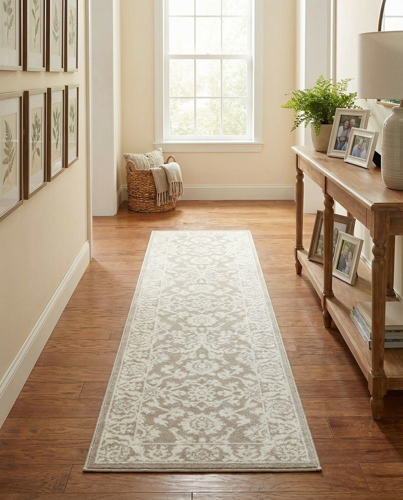 Savannah Elegance Collection Area Rug - Augusta (Light Gray) Runner Light Gray  lifestyle 75