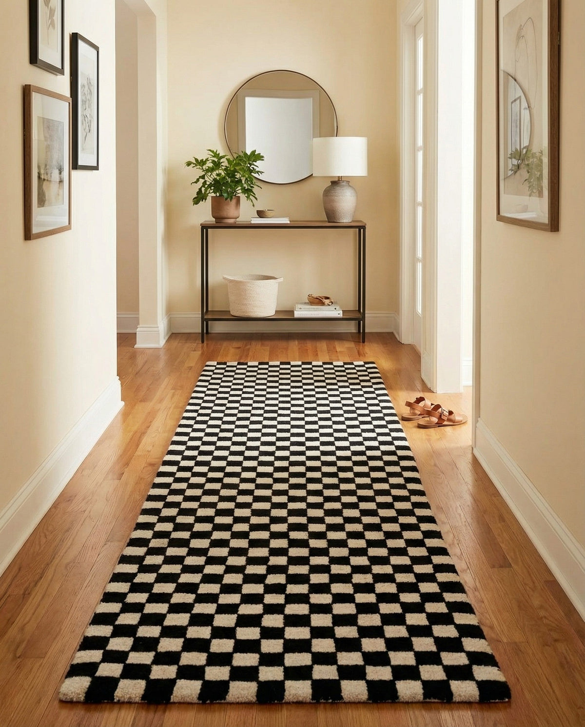 Shepherd's Glen Wool Collection Area Rug - Reykjavik Runner Black and White  lifestyle 83