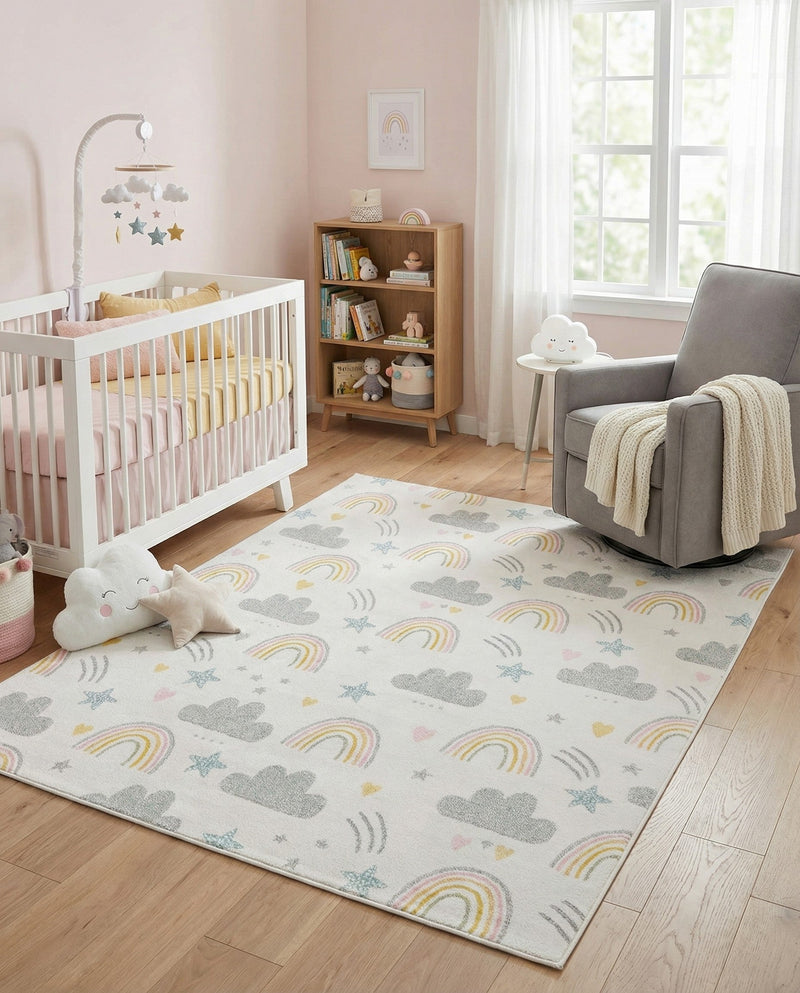 Wonder Tykes Collection Area Rug -  Pixel Rectangle Ivory  lifestyle 9