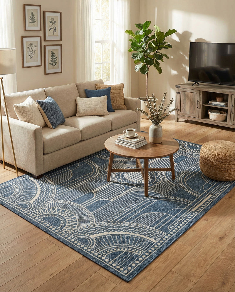Patio Heritage Collection Area Rug -  Asheville Rectangle Blue  lifestyle 17