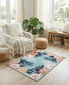 Seaside Blooms Collection Area Rug - Haven Rectangle Blue  lifestyle 11