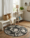Seaside Haven Rugs Collection Area Rug -  Lighthouse (Black and White) Round Black and White  lifestyle 56