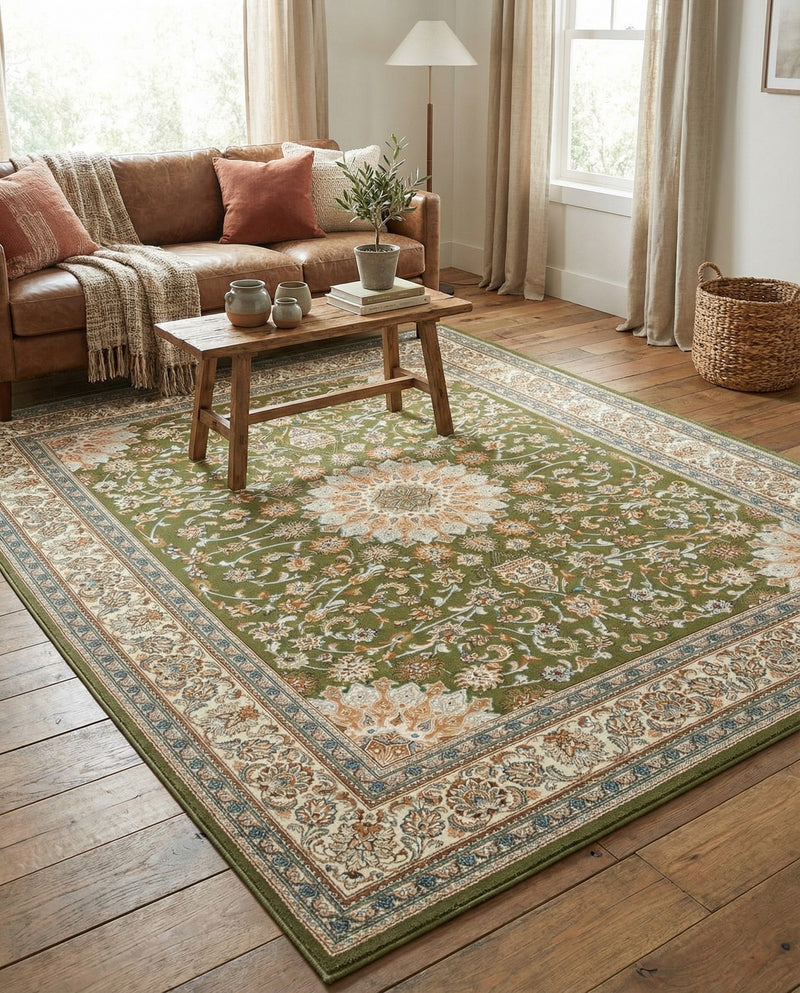 Patio Heritage Collection Area Rug -  Bower Rectangle Green  lifestyle 56