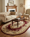 Versailles Elegance Collection Area Rug -  Louveciennes (Red) Oval Red  lifestyle 46