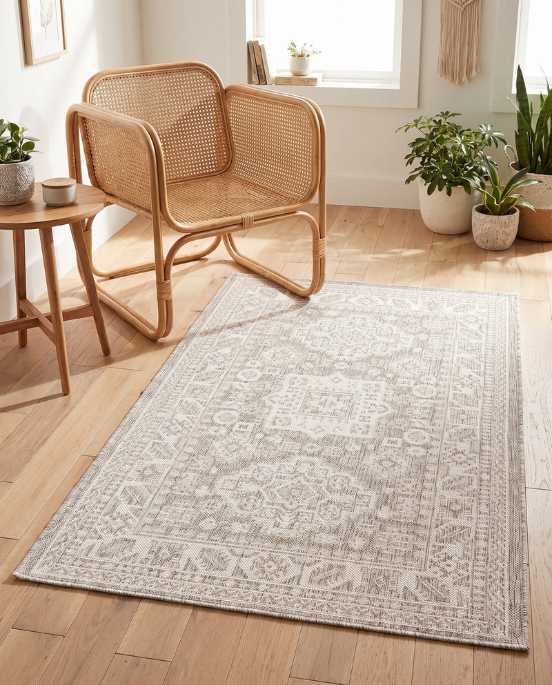 Tribal Terrace Treasures Collection Area Rug -  Incan Isle (Light Gray) Rectangle Light Gray  lifestyle 39