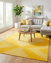 Seychelles Stripes Collection Area Rug - Mahe (Yellow) Rectangle Yellow  lifestyle 9