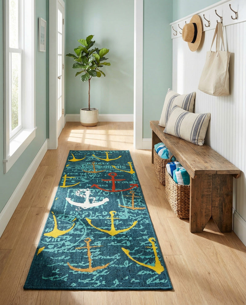 Seaside Haven Rugs Collection Area Rug -  Lighthouse Runner Navy Blue  lifestyle 56