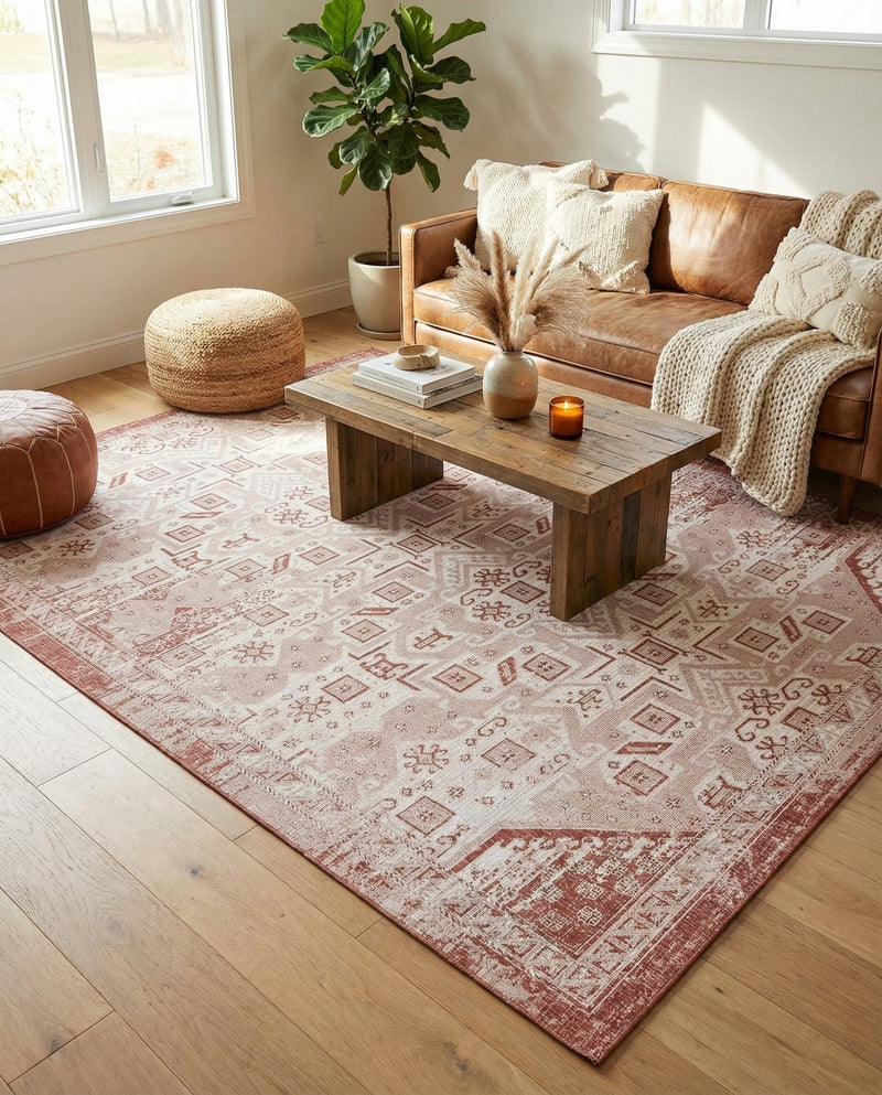 Tribal Terrace Treasures Collection Area Rug - Mayan Marina (Rust Red) Rectangle Rust Red  lifestyle 23
