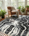 Cozy Cove Shag Collection Area Rug -  Seabreeze Rectangle Black and White  lifestyle 35