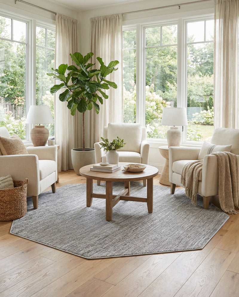 Bloomsbury Elegance Collection Area Rug -  Kensington (Gray) Octagon Gray  lifestyle 71
