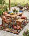 Outdoor Marrakesh Collection Area Rug - Fes Rectangle Multi Black  lifestyle 14