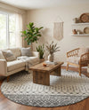 Mediterranean Lattice Collection Area Rug -  Casablanca (Ivory and Gray) Round Ivory and Gray  lifestyle 48