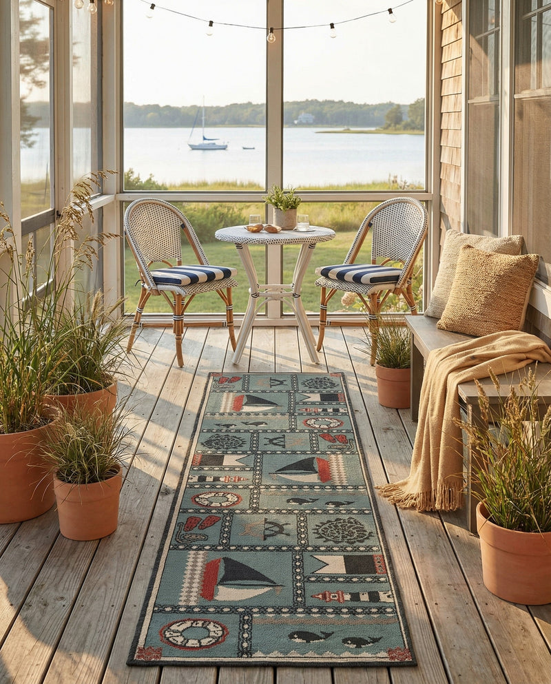Seaside Haven Rugs Collection Area Rug -  Anchorage Runner Blue  lifestyle 52