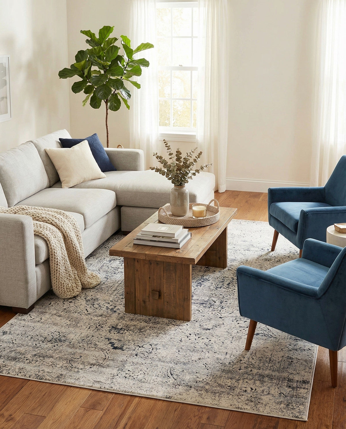 Coastal Manor Collection Area Rug -  Wavecrest Rectangle Gray  lifestyle 25