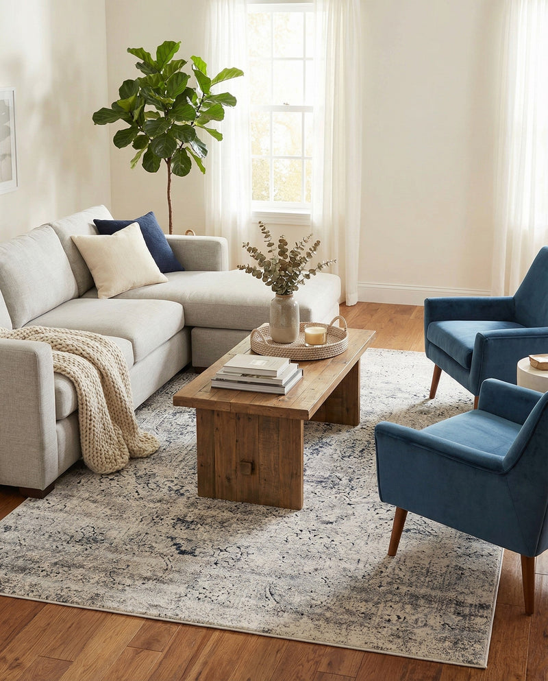 Coastal Manor Collection Area Rug -  Wavecrest Rectangle Gray  lifestyle 25