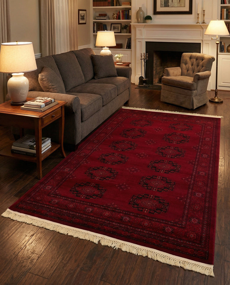 Samarkand Elegance Collection Area Rug -  Fergana Rectangle Red  lifestyle 13