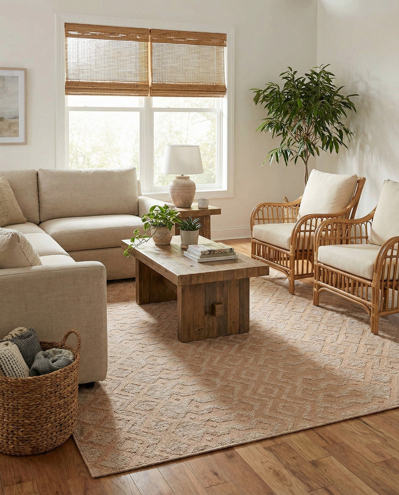 Garden Lattice Charm Collection Area Rug -  Pergola (Beige) Square Beige  lifestyle 38