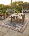 Patio Heritage Collection Area Rug -  Courtyard Rectangle Navy Blue and Light Pink  lifestyle 28