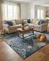 Aegean Elegance Washables Collection Area Rug -  Naxos Rectangle Navy Blue  lifestyle 29