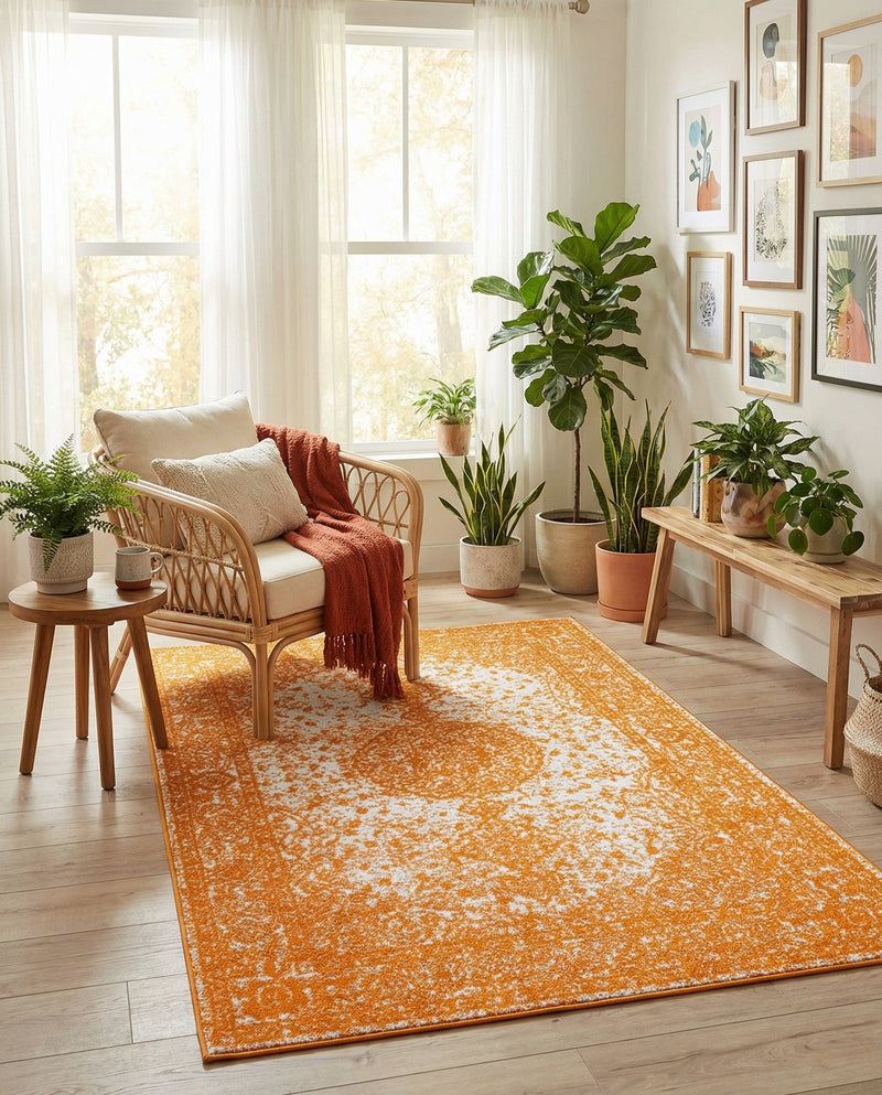 Dover Terrace Collection Area Rug - Marina (Orange) Rectangle Orange  lifestyle 4