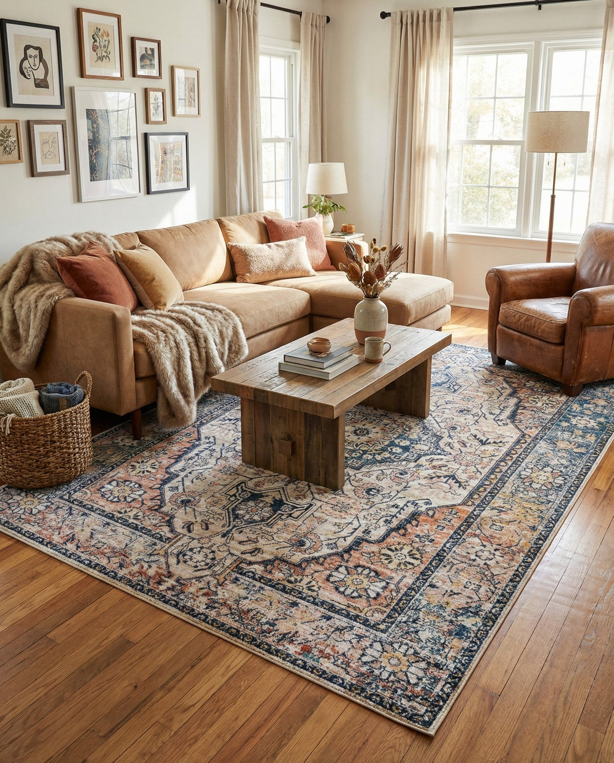 Seville Stripes Collection Area Rug - Cadiz (Blue) Rectangle Blue  lifestyle 3