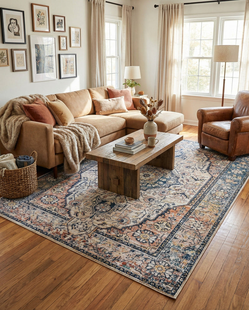 Seville Stripes Collection Area Rug - Cadiz (Blue) Rectangle Blue  lifestyle 3