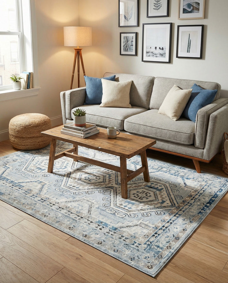 Savannah Elegance Collection Area Rug -  Tybee (Aqua Blue) Rectangle Aqua Blue  lifestyle 11