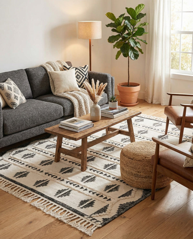Sonoran Collection Area Rug - BellRock Rectangle Black and White  lifestyle 35
