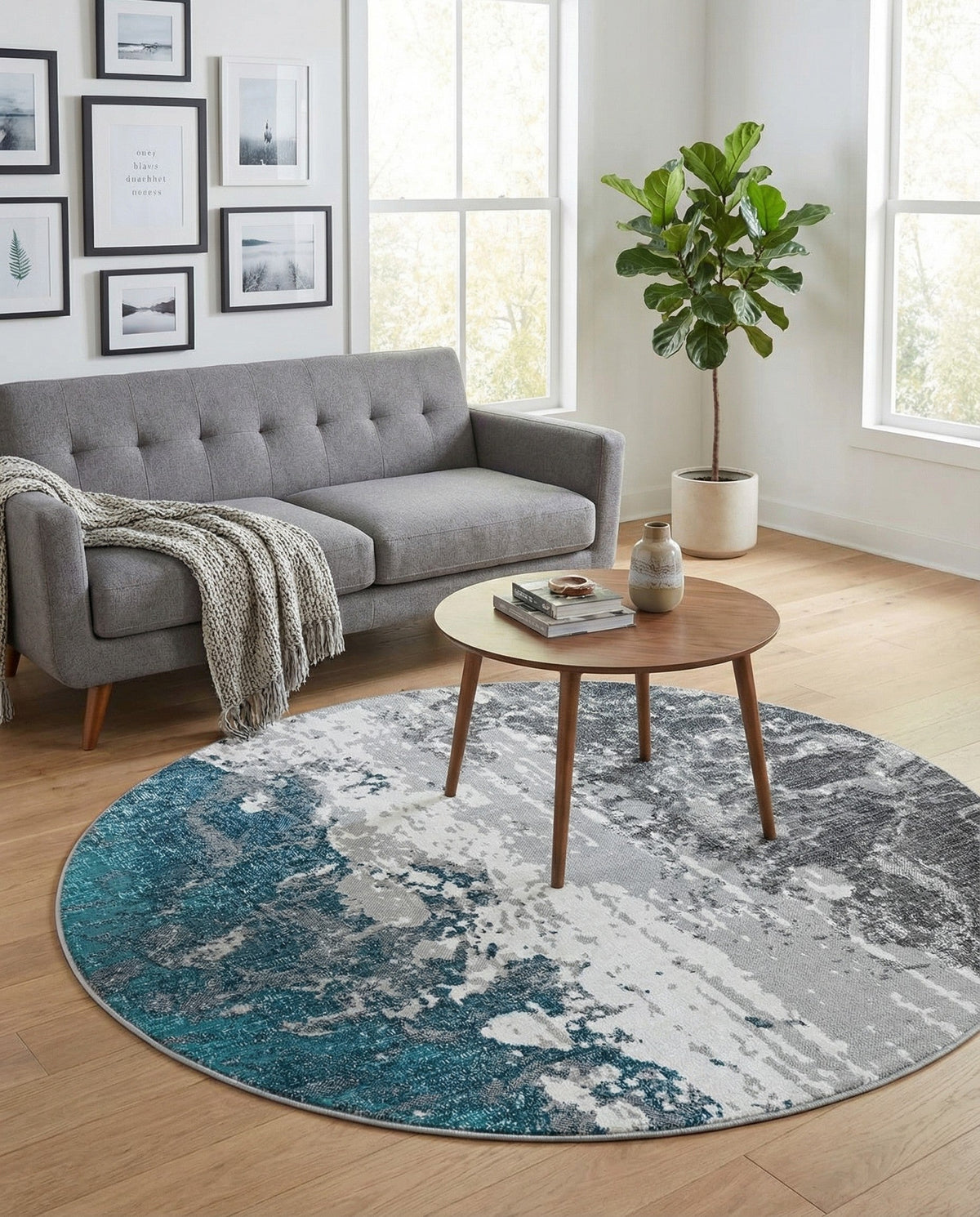 Seville Elegance Collection Area Rug -  Granada Round Gray  lifestyle 36