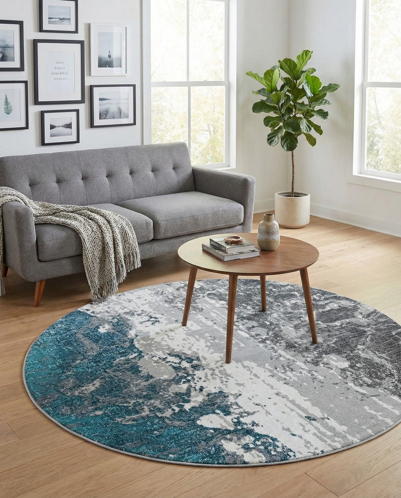 Seville Elegance Collection Area Rug -  Granada Round Gray  lifestyle 36