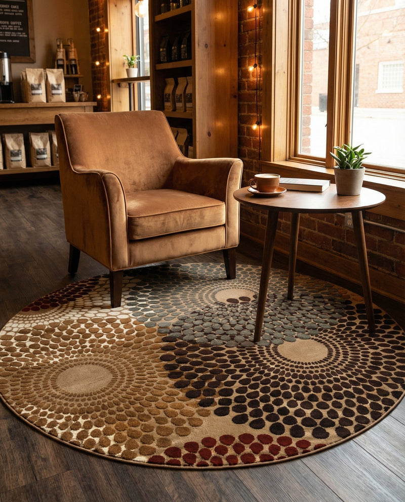 Bistro Lounge Collection Area Rug -  Cappuccino Round Beige  lifestyle 60