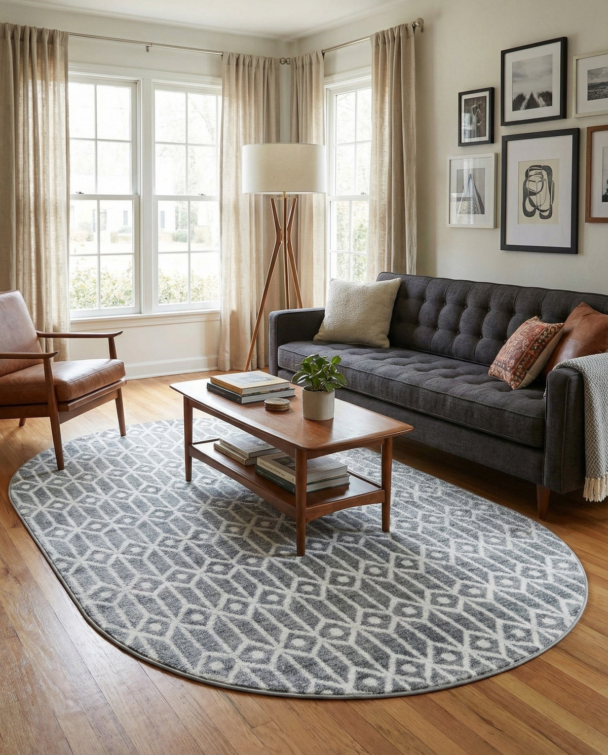 Garden Maze Retreat Collection Area Rug -  Mazeview Oval Gray  lifestyle 127
