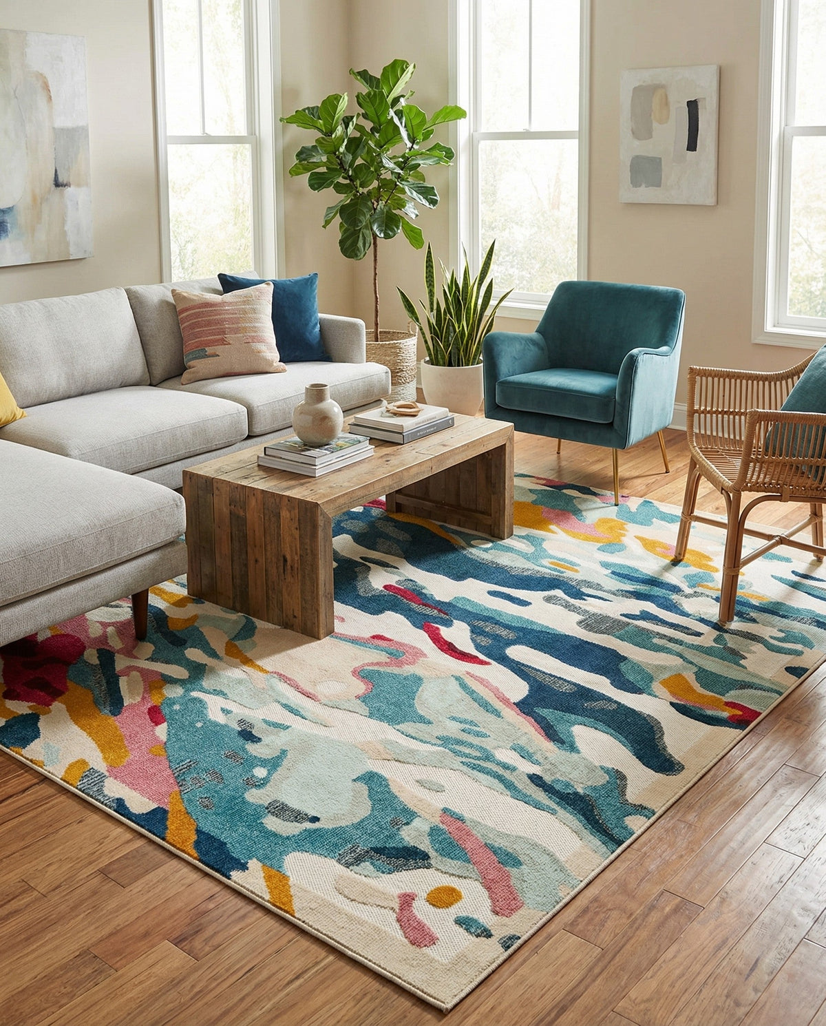 Outdoor Marrakesh Collection Area Rug -  Meknes Square Multi  lifestyle 67