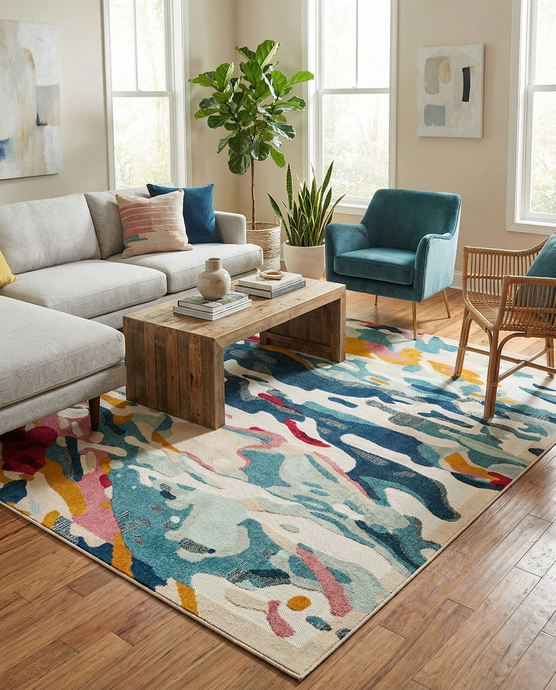 Outdoor Marrakesh Collection Area Rug -  Meknes Square Multi  lifestyle 67