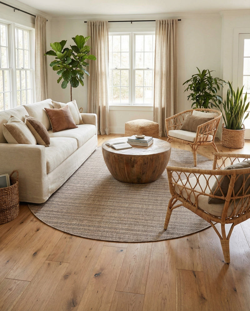 Seaside Stripes Collection Area Rug -  Boardwalk (Natural) Oval Natural  lifestyle 61