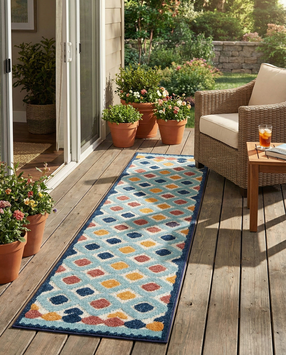 Caribbean Terrace Collection Area Rug -  Tobago Runner Ivory  lifestyle 101