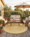 Tribal Terrace Treasures Collection Area Rug -  Incan Isle (Yellow) Round Yellow  lifestyle 58