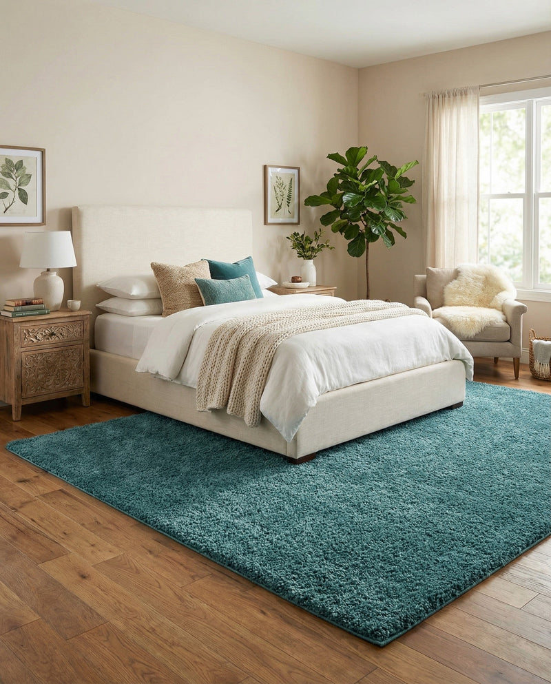 Cozy Comfort Shag Collection Area Rug - Haven (Turquoise) Rectangle Turquoise  lifestyle 9
