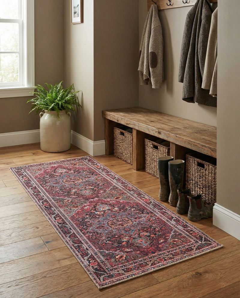 Heritage Elegance Collection Area Rug -  Schonbrunn Runner Burgundy  lifestyle 87