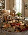 Bistro Lounge Collection Area Rug -  Cappuccino Round Multi  lifestyle 73