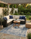 Patio Heritage Collection Area Rug -  Lafayette (Blue) Rectangle Blue  lifestyle 9