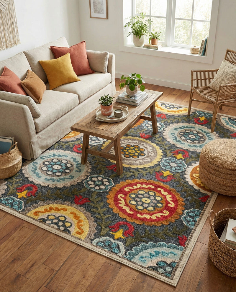 Outdoor Marrakesh Collection Area Rug -  Asilah Rectangle Gray  lifestyle 13