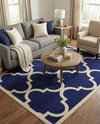 Lattice Gardens Collection Area Rug -  Espaliera Rectangle Navy Blue  lifestyle 14