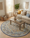 Savannah Series Collection Area Rug - Charleston (Sky blue) Round Sky blue  lifestyle 29
