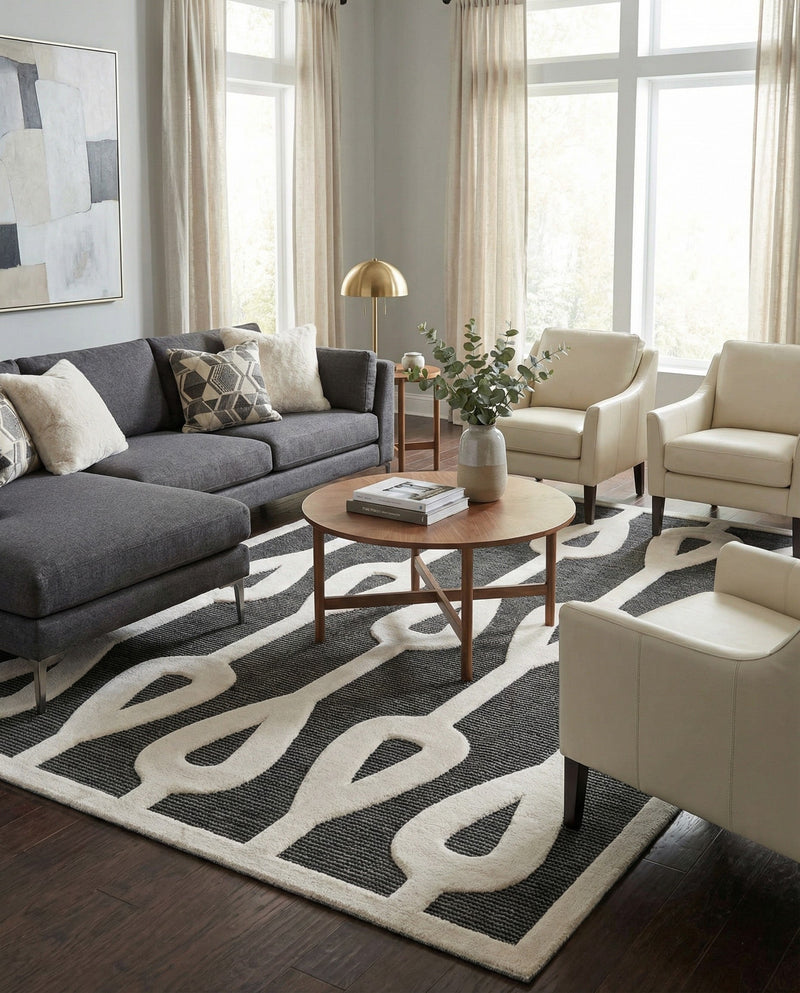 Monochrome Collection Area Rug -  Marble Rectangle Gray  lifestyle 5
