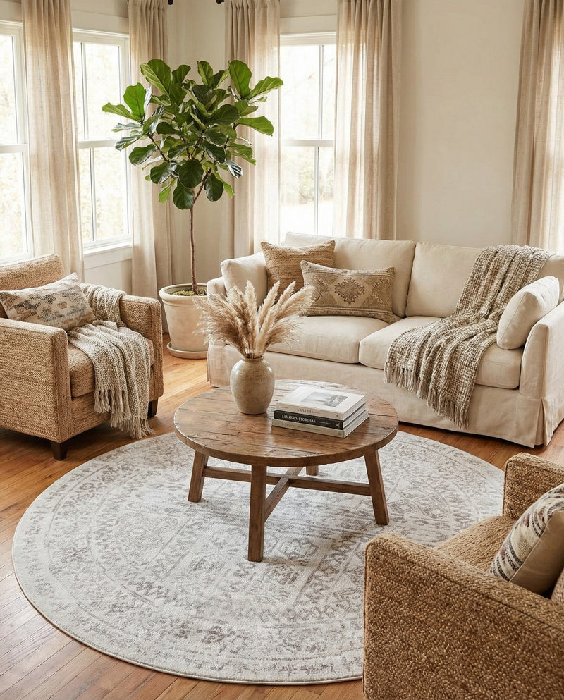 Cambridge Classics Collection Area Rug - Trinity (Cream) Round Cream  lifestyle 49