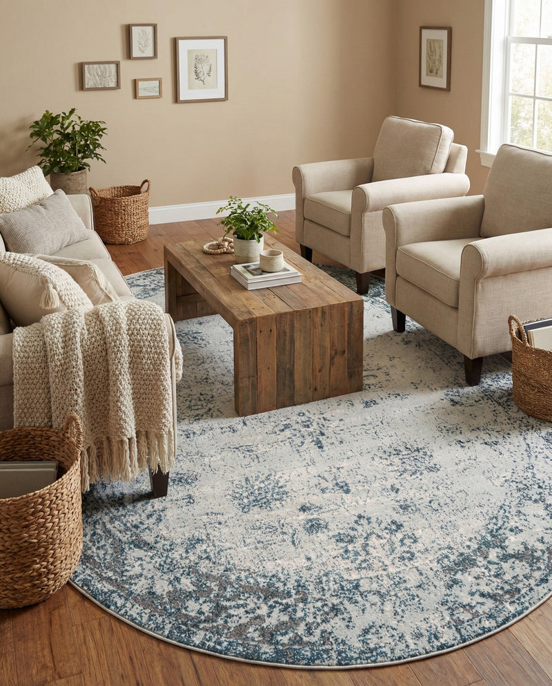 Riviera Elegance Collection Area Rug - Antibes (Light Blue) Oval Light Blue  lifestyle 77