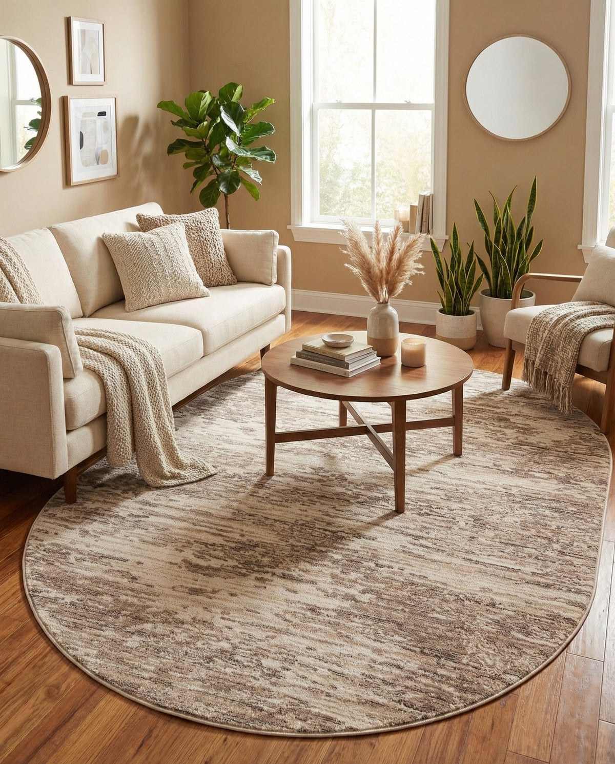 Serenity Sands Collection Area Rug - Dunescape Oval Brown  lifestyle 110