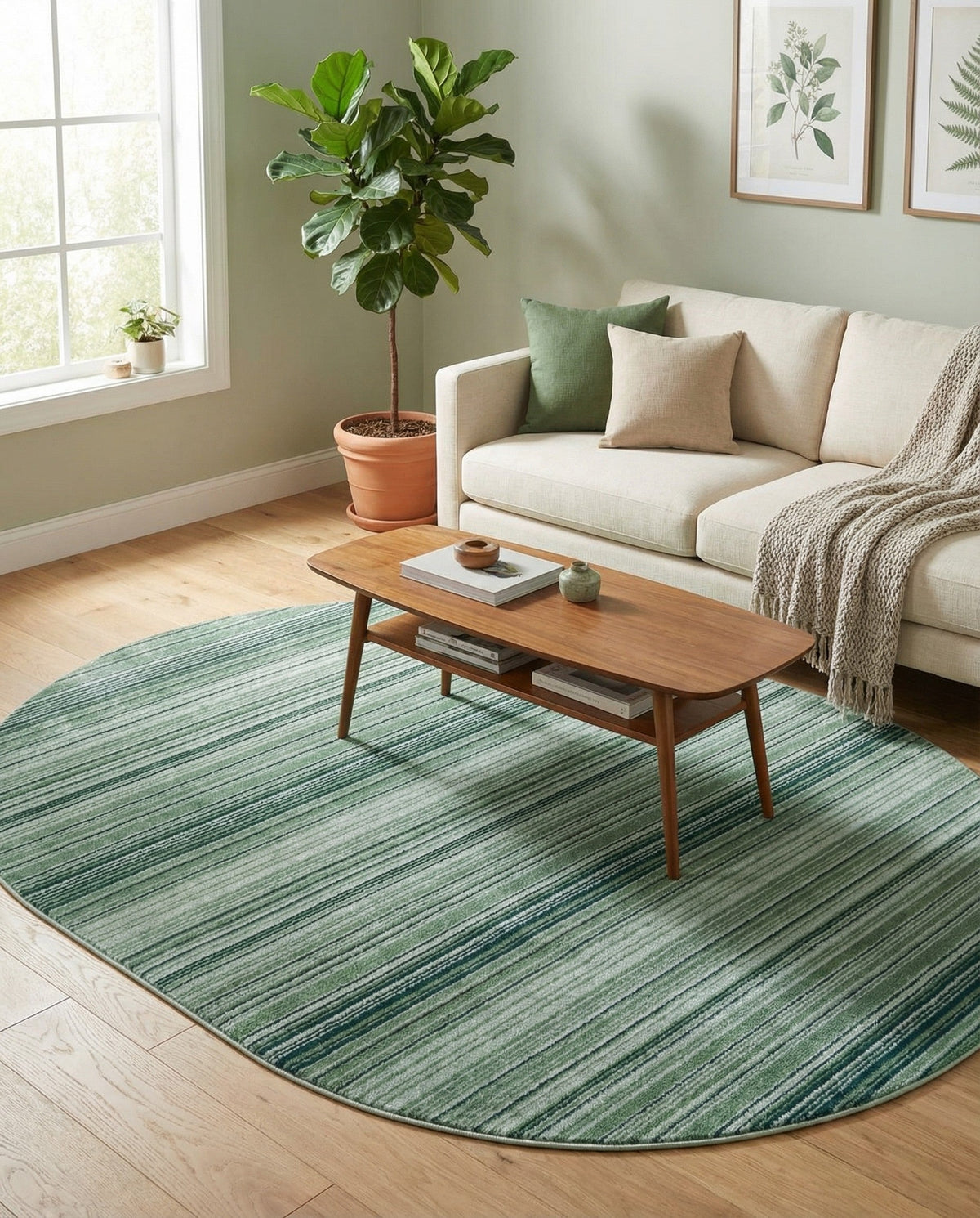 Jewel Oasis Collection Area Rug - Sapphire (Green) Oval Green  lifestyle 74
