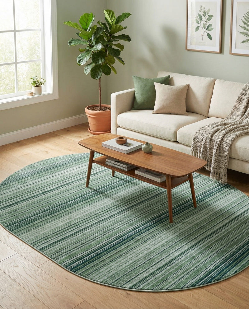 Jewel Oasis Collection Area Rug - Sapphire (Green) Oval Green  lifestyle 74